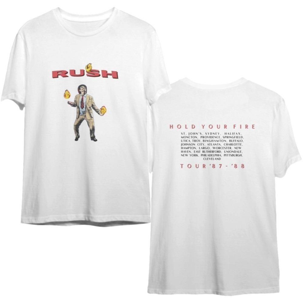 Rush T-Shirt 1987 Hold Your Fire Tour Rock Band Fan 2 Sided Graphic